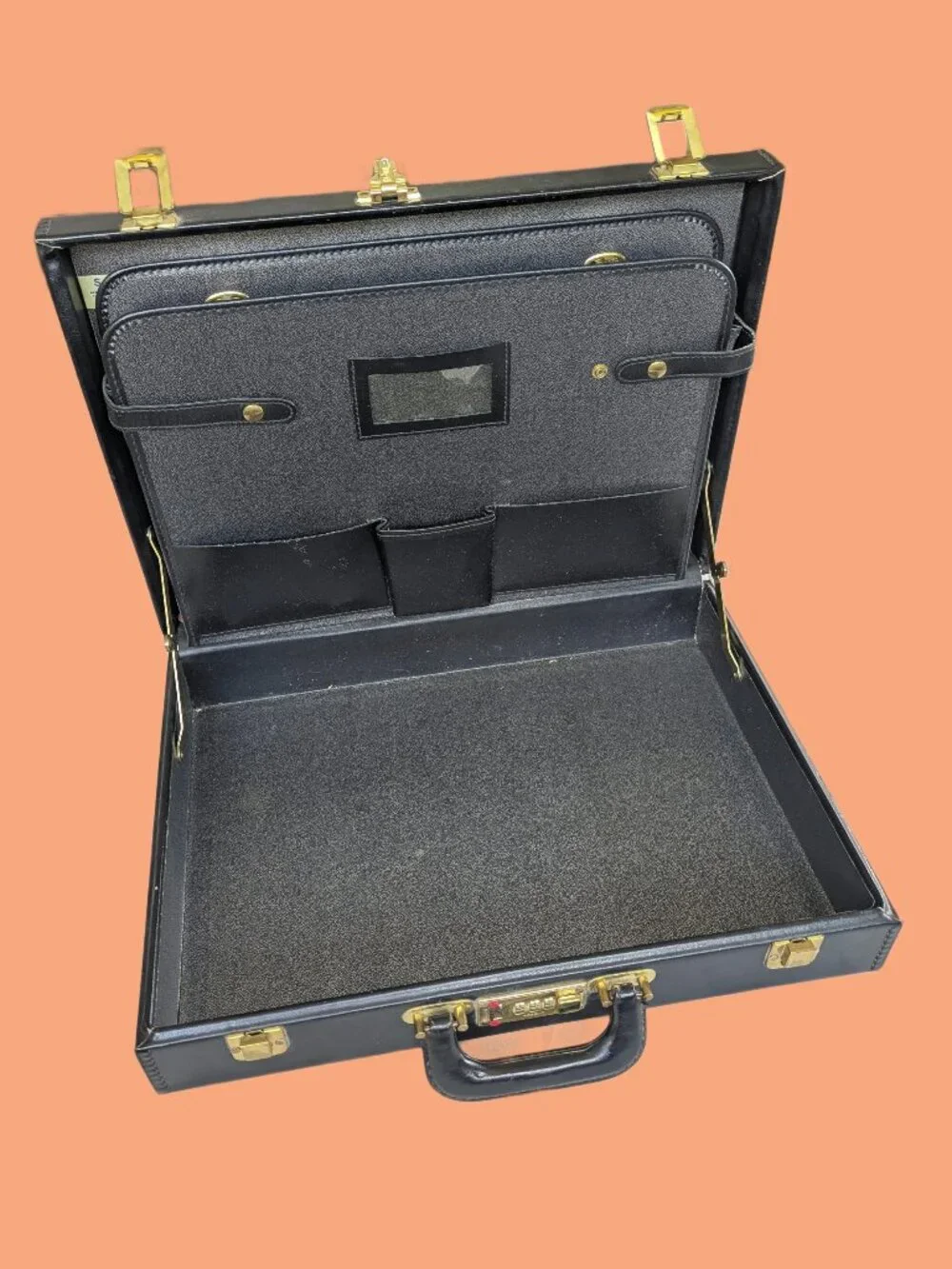 Vintage Genuine Leather Cowhide Combo Locking Briefcase